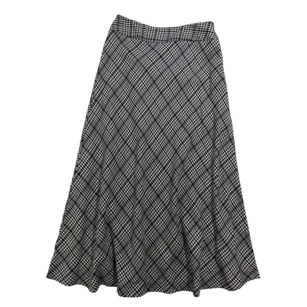 East 5th Black White Houndstooth Skirt‎ Womens Size 6 A-Line Midi Classic